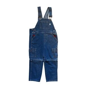 Sprockets Vintage Cargo Kids Convertible Overalls Blue 100% Cotton Denim 5T